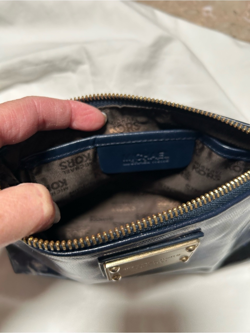 Michael Kors Blue and White Tie-Dye Small Pouch - Picture 10 of 10
